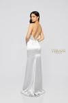Low-back, straight cut fitted prom dress from Terani
