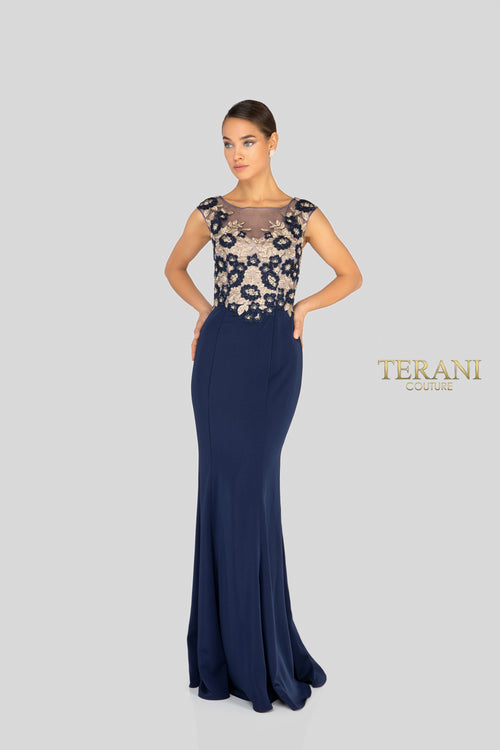 Straight cut fitted mother-of-the-bride, party, or wedding guest dress from Terani