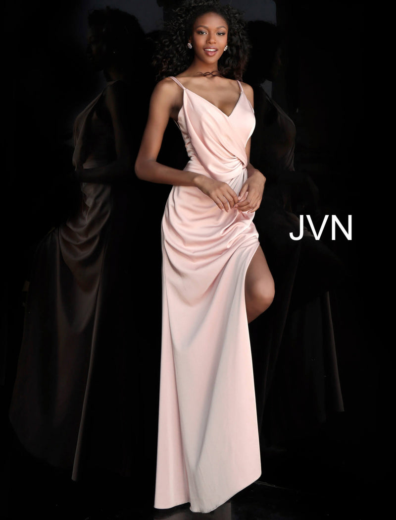 Low-back, straight cut fitted prom dress from JVN by Jovani