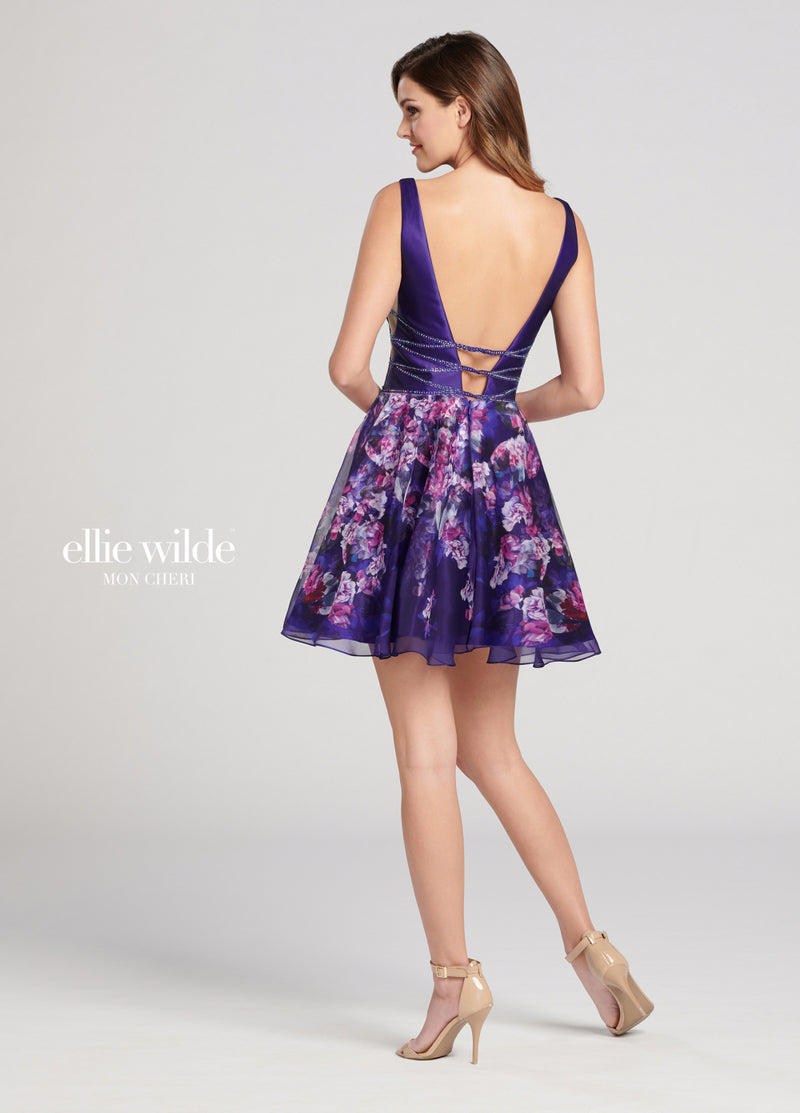 Low-back, a-line graduation, party, or wedding guest dress from Ellie Wilde by Mon Cheri