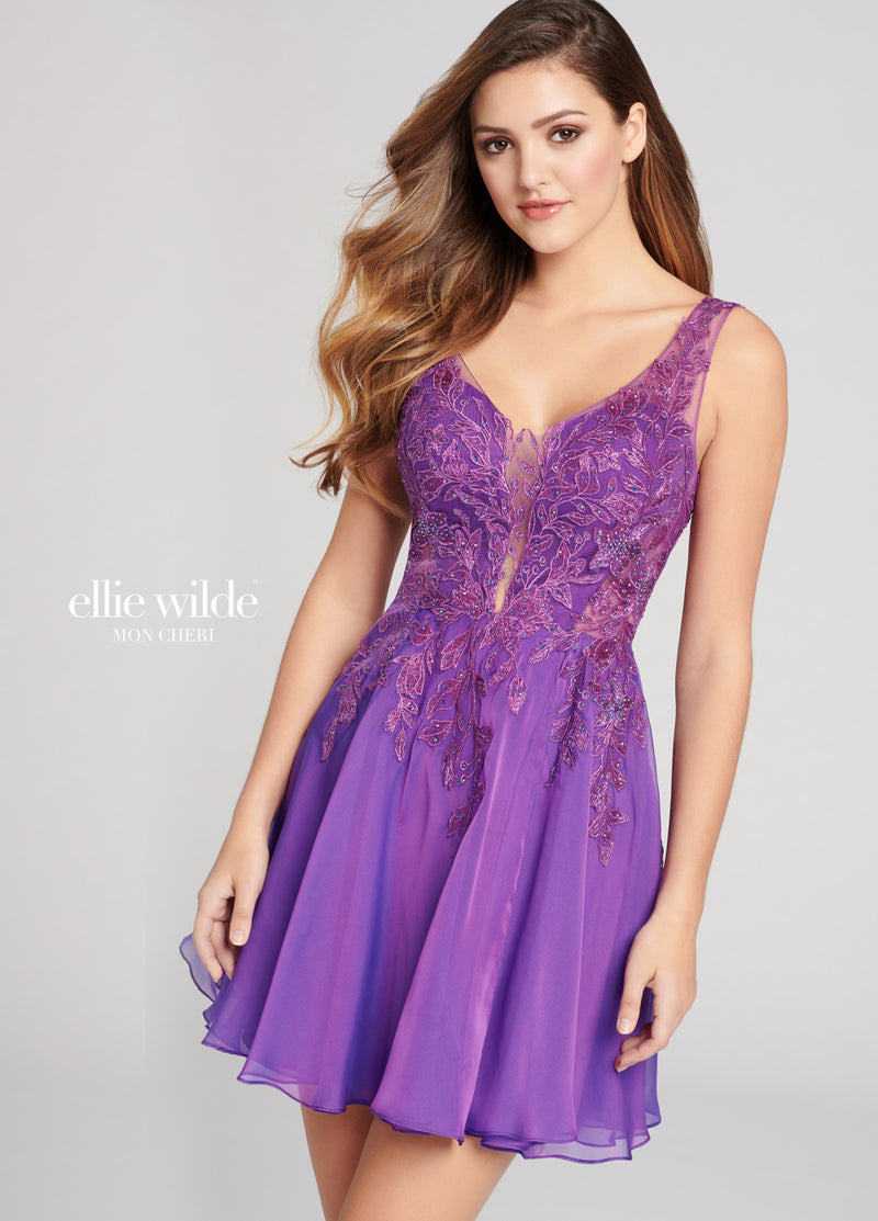 Low-back, a-line graduation, party, or wedding guest dress from Ellie Wilde by Mon Cheri